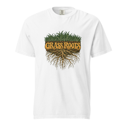 grass roots in white, front