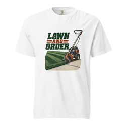 lawn and order in white, front