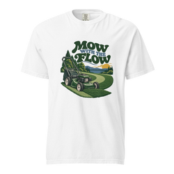 mow with the flow in white, front